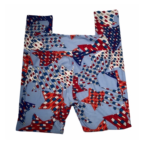 LULAROE Red White Blue Bomb Pop Patriotic Leggings - Picture 2 of 6